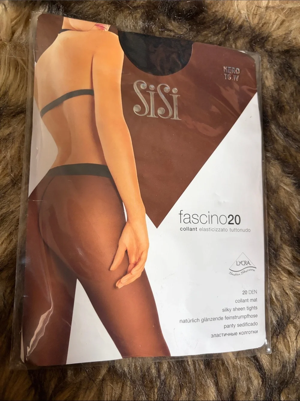 SiSi Fascino20 Silky Sheen Tights Sheer To The Waist Higienic Gusset Large Nero